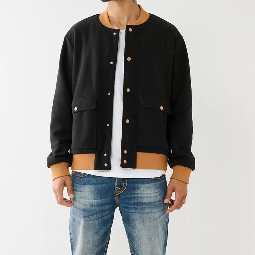 NWT $199 TRUE RELIGION MEN'S JACKET MEDIUM M  ALL FLEECE BOMBER